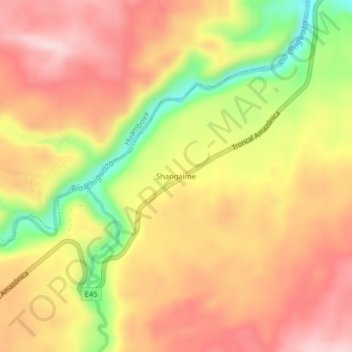 Shangaime topographic map, elevation, terrain