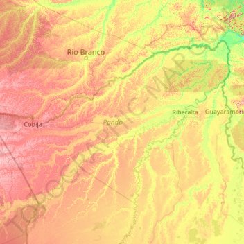 Pando topographic map, elevation, terrain