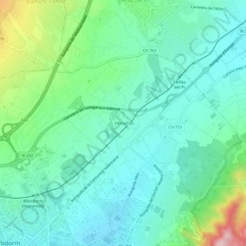 l'Almafrà topographic map, elevation, terrain