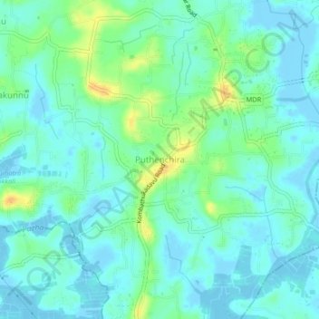Puthenchira topographic map, elevation, terrain