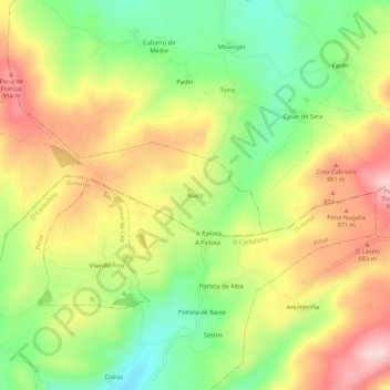 Roiriz topographic map, elevation, terrain