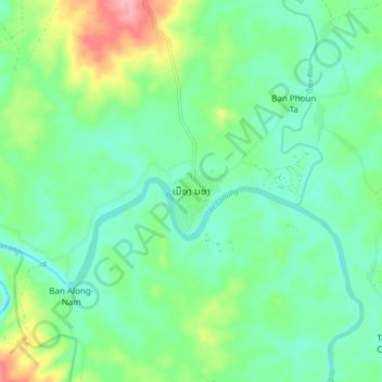 Muang Nong topographic map, elevation, terrain