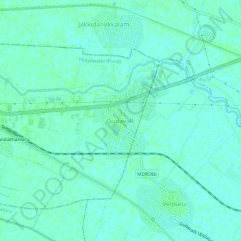 Gudavalli topographic map, elevation, terrain