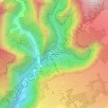Grand Bassin topographic map, elevation, terrain