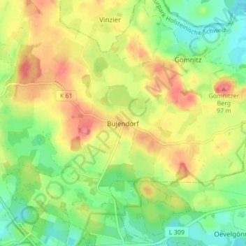 Bujendorf topographic map, elevation, terrain