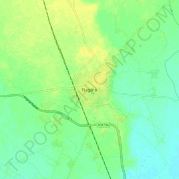 Nagina topographic map, elevation, terrain