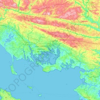Vannes topographic map, elevation, terrain