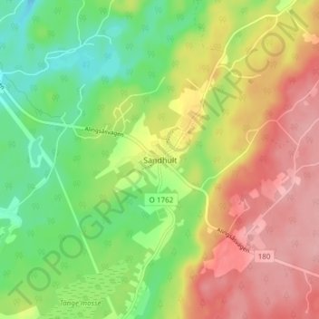 Sandhult topographic map, elevation, terrain