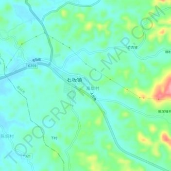 坡村 topographic map, elevation, terrain