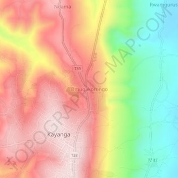 Omugakorongo topographic map, elevation, terrain