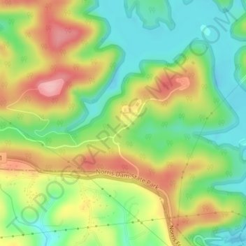 Norris Dam State Park topographic map, elevation, terrain