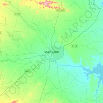 Malegaon topographic map, elevation, terrain