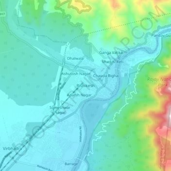 Rishikesh topographic map, elevation, terrain