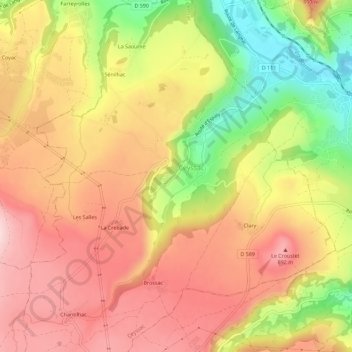 Les Oulagniers topographic map, elevation, terrain