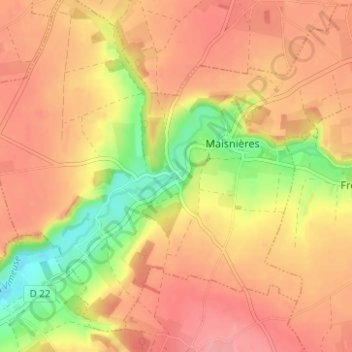 Visse topographic map, elevation, terrain