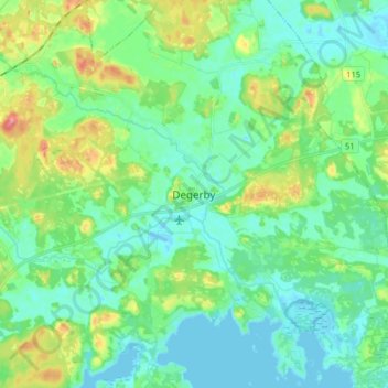 Degerby topographic map, elevation, terrain