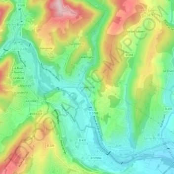 Le Vieil Ucel topographic map, elevation, terrain