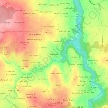 La Bigotais topographic map, elevation, terrain