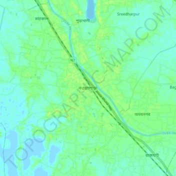 Noapara topographic map, elevation, terrain