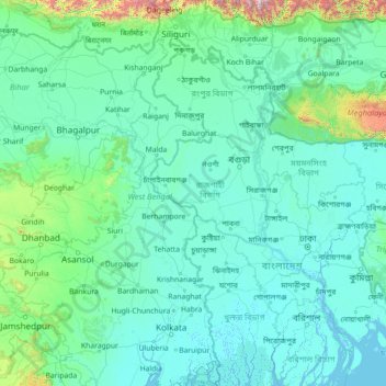 Rajshahi Division topographic map, elevation, terrain