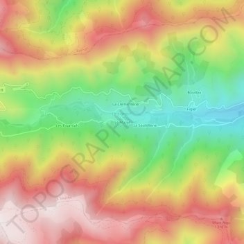 Le Mazel topographic map, elevation, terrain