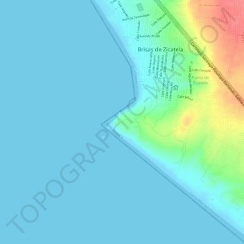Punta Zicatela topographic map, elevation, terrain