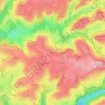 Farges topographic map, elevation, terrain