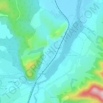 Subcetate topographic map, elevation, terrain