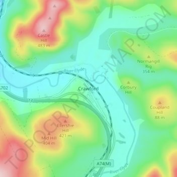 Crawford topographic map, elevation, terrain