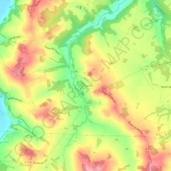 Tourounet topographic map, elevation, terrain