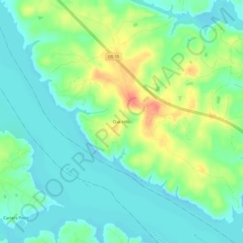 Oak Hills topographic map, elevation, terrain