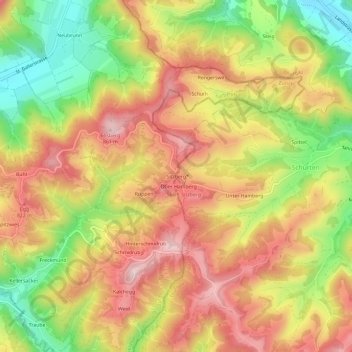 Sitzberg topographic map, elevation, terrain