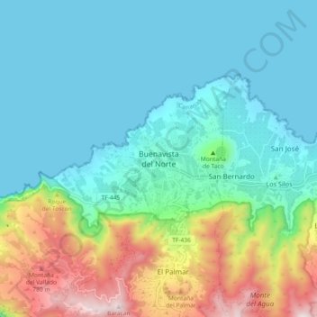 Buenavista del Norte topographic map, elevation, terrain