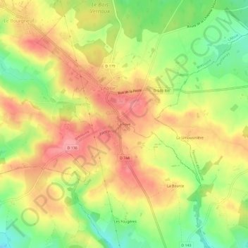 La Foye topographic map, elevation, terrain
