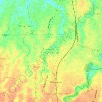 Perum Griya Yasa Lestari topographic map, elevation, terrain