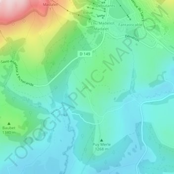 Vassivière topographic map, elevation, terrain