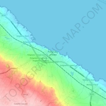 Polignano a Mare topographic map, elevation, terrain