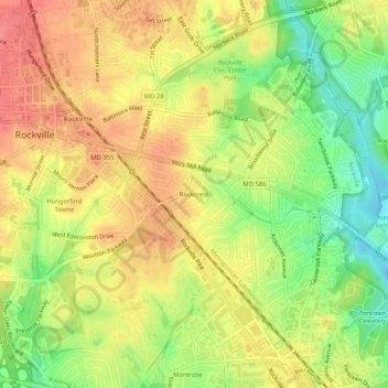 Rockcrest topographic map, elevation, terrain
