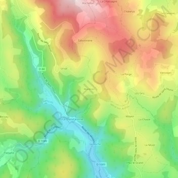 Montron topographic map, elevation, terrain