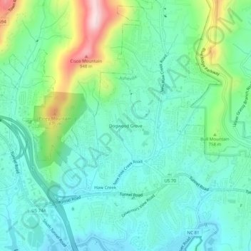 Dogwood Grove topographic map, elevation, terrain