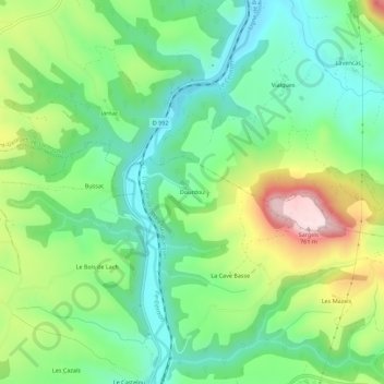 Dourdou topographic map, elevation, terrain