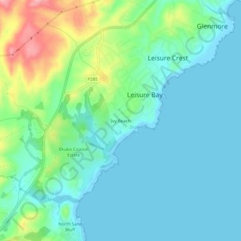 Ivy Beach topographic map, elevation, terrain