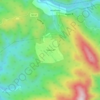 Nilackal topographic map, elevation, terrain