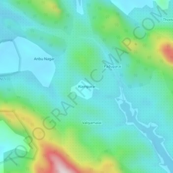 Alamparai topographic map, elevation, terrain