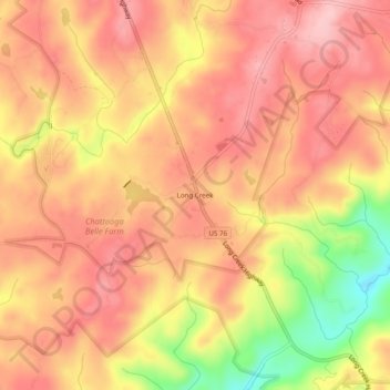 Long Creek topographic map, elevation, terrain