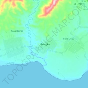Labangka topographic map, elevation, terrain