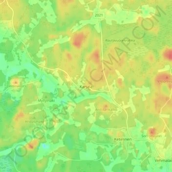 Karjala topographic map, elevation, terrain