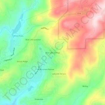 Blue Lake Springs topographic map, elevation, terrain