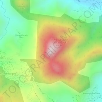 Mahakudugala topographic map, elevation, terrain