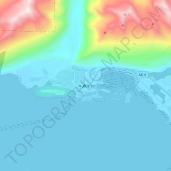 Valdez topographic map, elevation, terrain